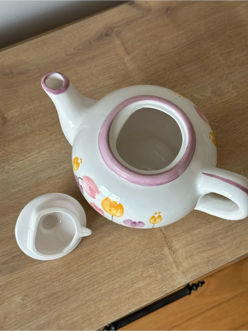 Vintage Cottagecore Hand-Painted Tulip Teapot